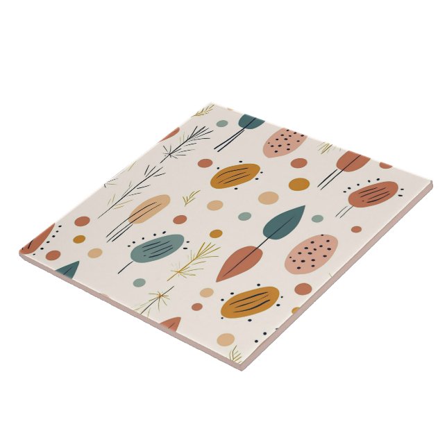Boho Abstract Retro Modern Collection Ceramic Tile (Side)
