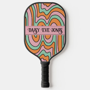 Boho Abstract Retro Personalised Pickleball Paddle