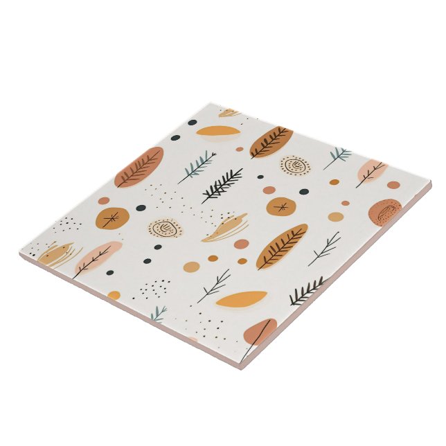 Boho Abstract Retro Trendy Collection Ceramic Tile (Side)
