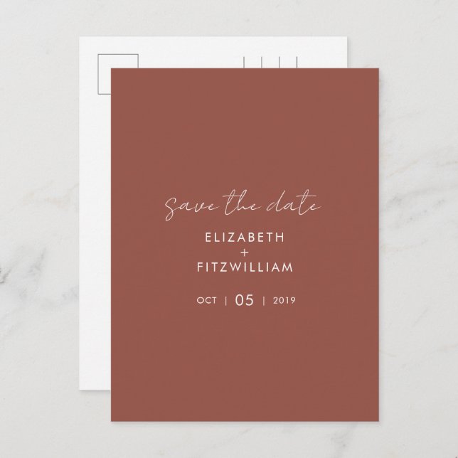 Boho Abstract | Rust Maple Save the Date Postcard (Front/Back)