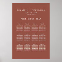 Boho Abstract | Rust Maple Seating Chart Poster
