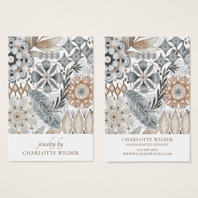 Boho Abstract Shapes Earthy Earring Display Card (Front & Back)