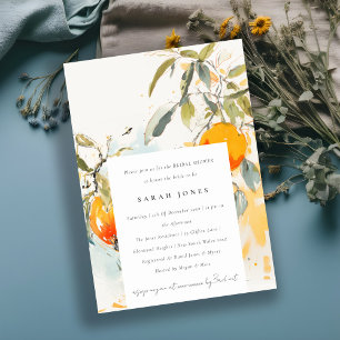 Boho Abstract Sketchy Orange Garden Bridal Shower Invitation