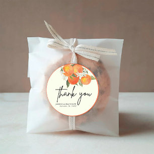 Boho Abstract Sketchy Orange Garden Wedding Classic Round Sticker