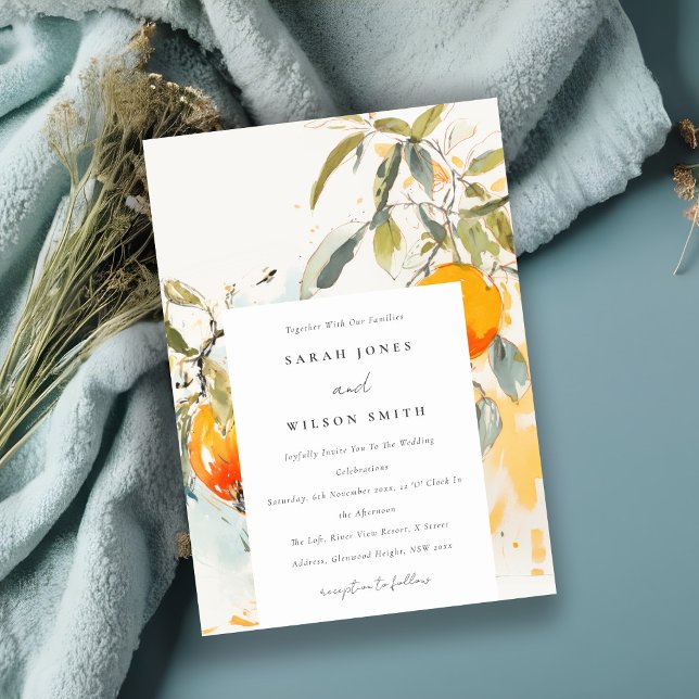 Boho Abstract Sketchy Orange Garden Wedding Invitation (Creator Uploaded)