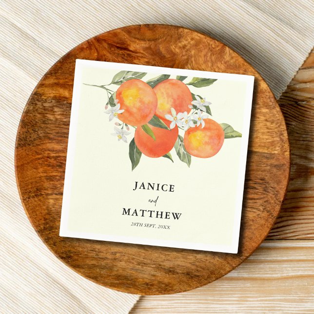 Boho Abstract Sketchy Orange Garden Wedding Napkin (Creator Uploaded)