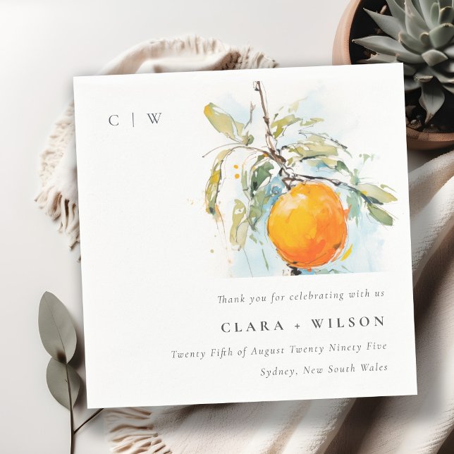 Boho Abstract Sketchy Orange Garden Wedding Napkin (Creator Uploaded)