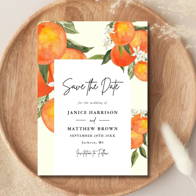 Boho Abstract Sketchy Orange Garden Wedding Save The Date (Creator Uploaded)