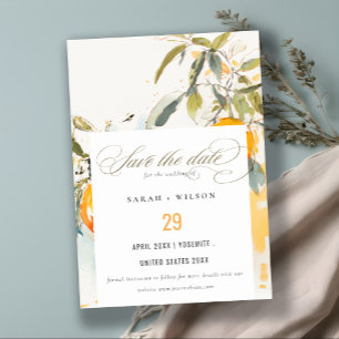 Boho Abstract Sketchy Orange Garden Wedding Save The Date