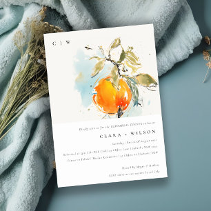 Boho Abstract Sketchy Orange Rehearsal Dinner Invitation