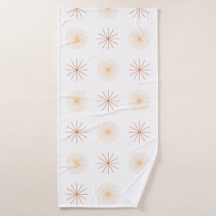 Boho abstract sun starburst peach orange white  bath towel