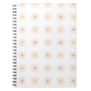 Boho abstract sun starburst peach orange white notebook