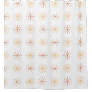 Boho abstract sun starburst peach orange white shower curtain