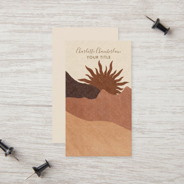 Boho Abstract Terracotta Desert Sun Sand Calling Card (Front/Back In Situ)
