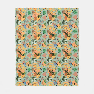 boho abstract tropical pattern -minimal leaf desig fleece blanket