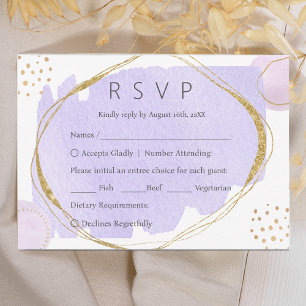 Boho Abstract Watercolor Purple Wedding RSVP Card