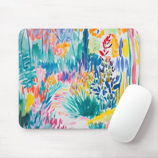 Boho Abstract Wildflower Garden Mouse Pad (With Mouse)