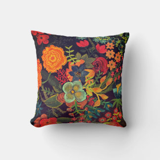 Boho Acrylic Painting Floral Design Cushion