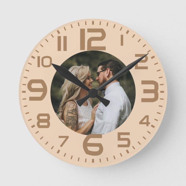 Boho Add Your Photo Round Clock (Front)