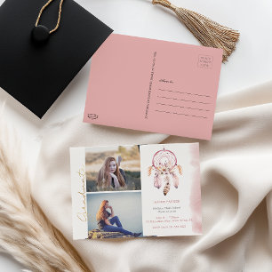 Boho Add Your Photos Graduation Postcard