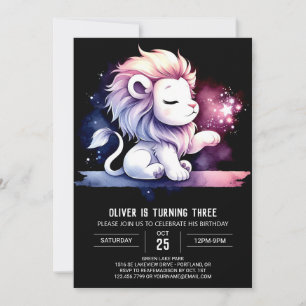 Boho Adorable Lion Birthday Invitation