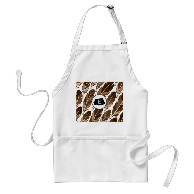 Boho Adult Apron – Personalised Monogram Brown (Front)