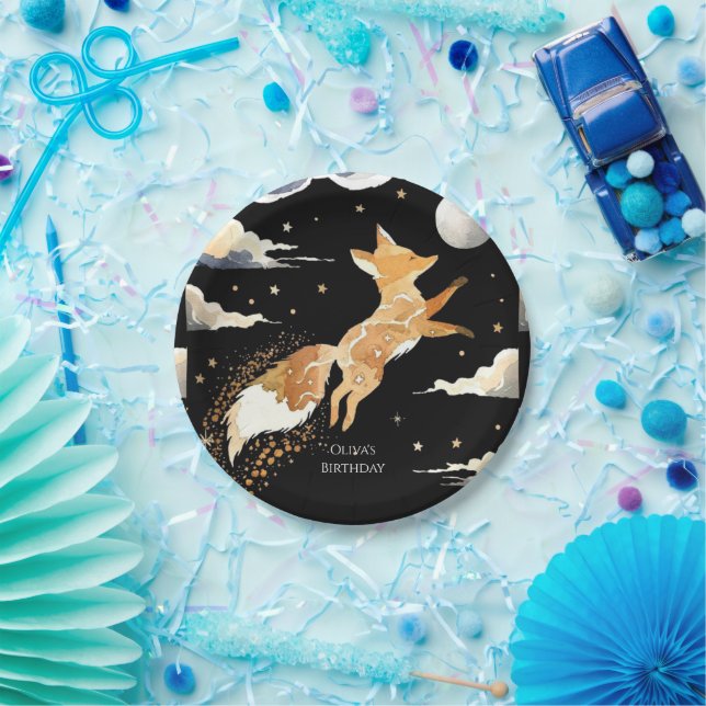 Boho Adventure Fox Birthday Paper Plate (Party)