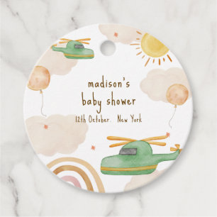 Boho Adventure Helicopter Airplane Baby Shower Favour Tags