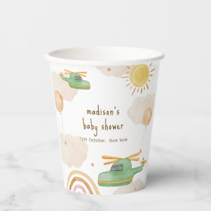 Boho Adventure Helicopter Airplane Baby Shower Paper Cups