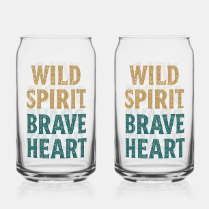 Boho Adventure Wild Spirit Brave Heart Can Glass