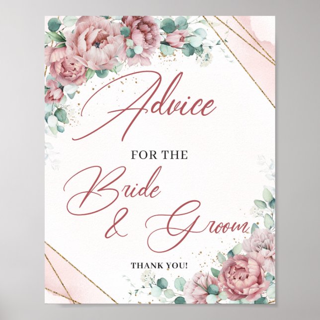 Boho Advice for the bride and groom game sign (Front)