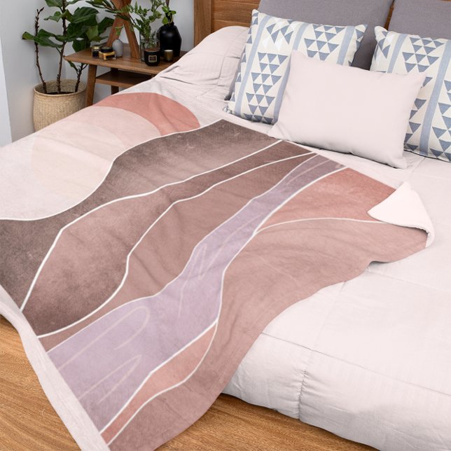 Boho Aesthetic Mountain Landscape Modern Artwork Fleece Blanket (Creator Uploaded)