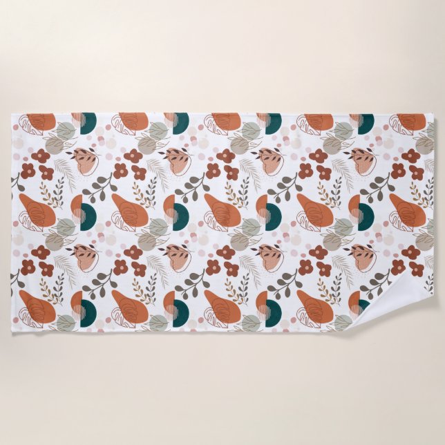 BOHO Aesthetic Pattern A10 Beach Towel (Front)