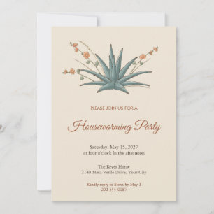 Boho Agave and Globemallow Housewarming Invitation