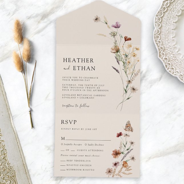 Boho All in One Wedding Invite (Boho All in One Wedding Invite
)