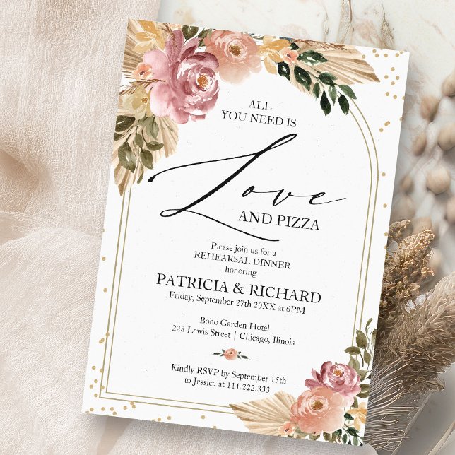 Boho All You Need Is Love Rehearsal Dinner Invitation (Creator Uploaded)