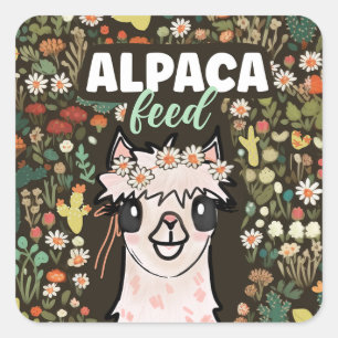 Boho Alpaca Food Fiesta Second Birthday  Square Sticker