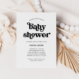 Boho and Retro Black and White   Baby Shower Invitation