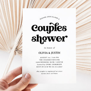 Boho and Retro Black and White Couples Shower Invitation