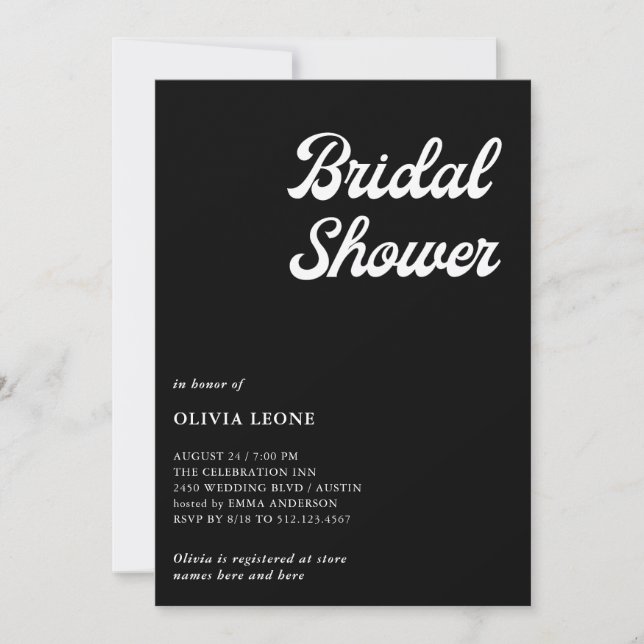 Boho and Retro Black | Bridal Shower  Invitation (Front)