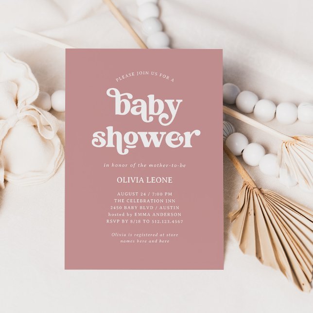 Boho and Retro Dusty Rose | Baby Shower Invitation (Creator Uploaded)