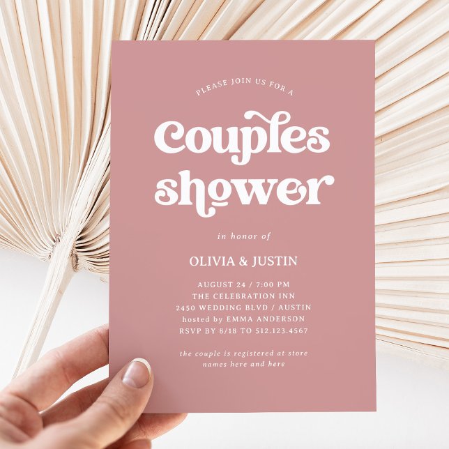 Boho and Retro Dusty Rose | Couples Shower Invitation (Creator Uploaded)