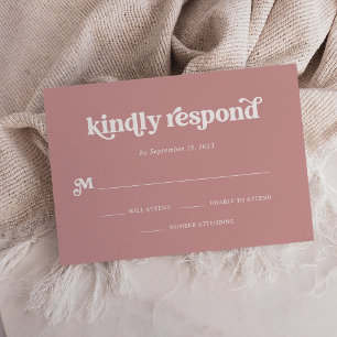 Boho and Retro Dusty Rose RSVP Card