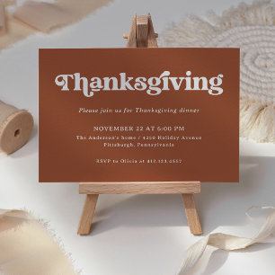 Boho and Retro Terracotta   Thanksgiving Dinner Invitation