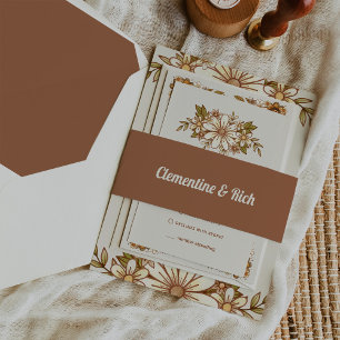 Boho and Retro Wedding Invitation Belly Band
