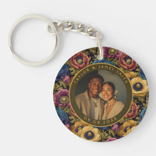 Boho Anemones Charm Summer Wedding Key Ring