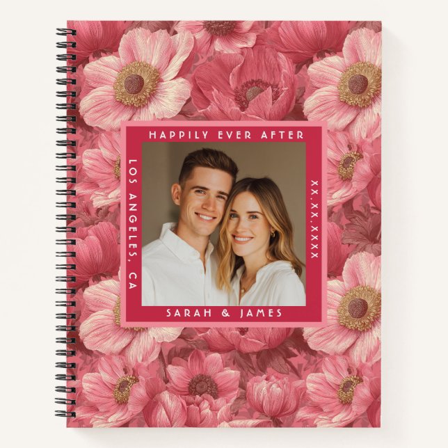 Boho Anemones Themed Forest Wedding Notebook (Front)