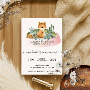 Boho Animal Fox Tropical Baby Shower Invitation