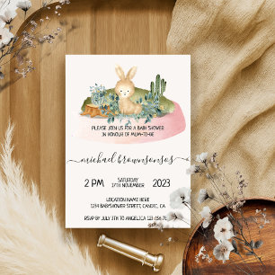 Boho Animal Rabbit Tropical Baby Shower Invitation