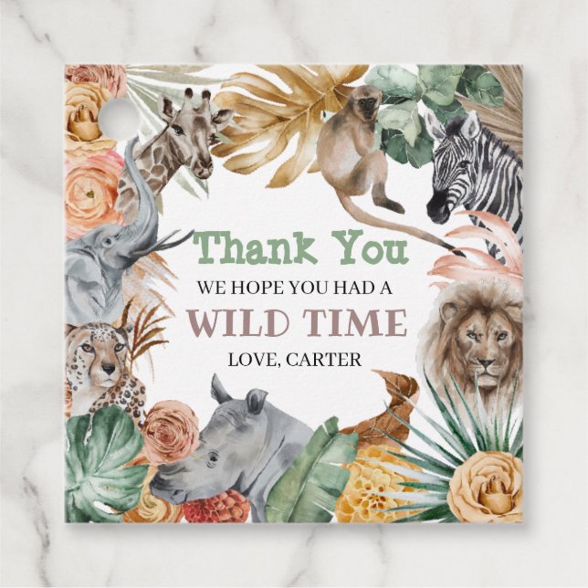 Boho Animal Safari Favour Tags (Front)